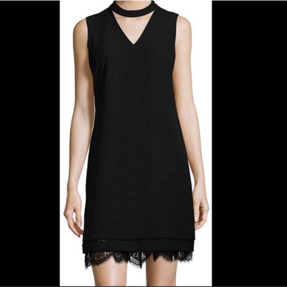 Karl Lagerfeld Black Sleeveless Open Neck Sheath Dress Size 12 NWT Cocktail